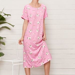 New Kawaii Pink Unicorn Sleepshirt Nightgown